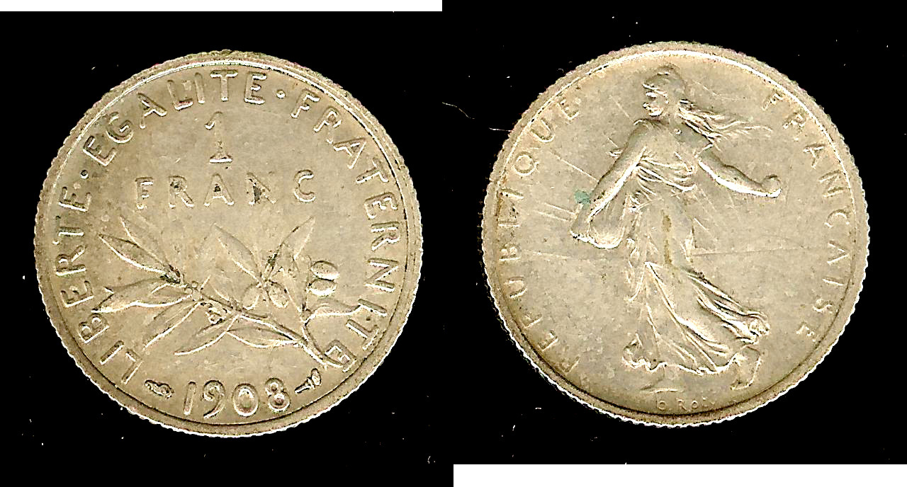1 franc Semeuse 1908 EF